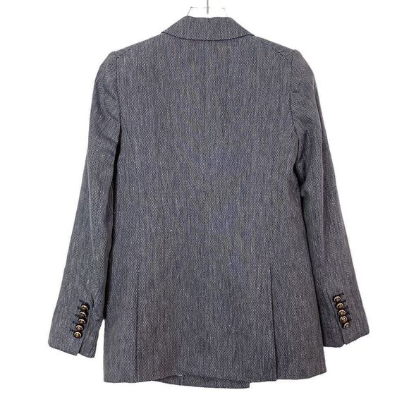 VERONICA BEARD Size 0 NWT Oria Dickey Jacket Blue White Herringbone Blazer - Picture 7 of 15
